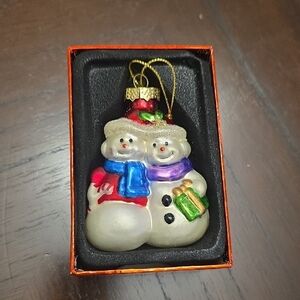 Vintage Mikasa Festive Snow Sweetheqrts Ornament with Colorful Scarves